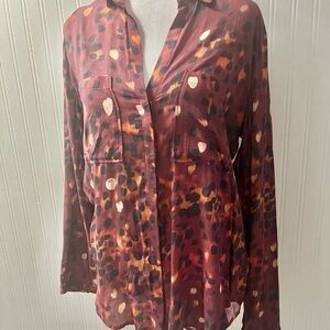 Anthropologie cloth & stone Burgundy & Orange Fall Blouse